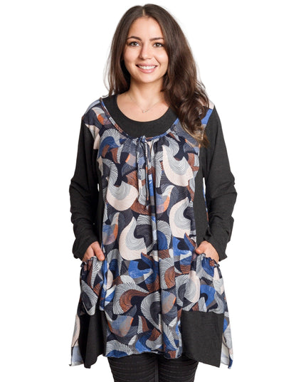 Τουνίκ με πολύχρωμο μοτίβο και τσέπες