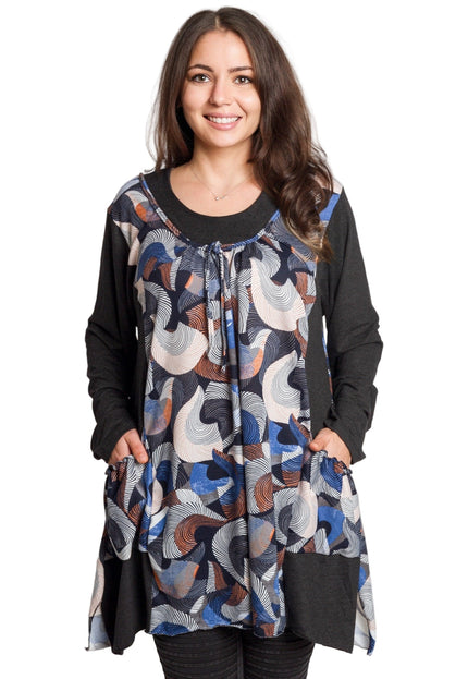 Τουνίκ με πολύχρωμο μοτίβο και τσέπες