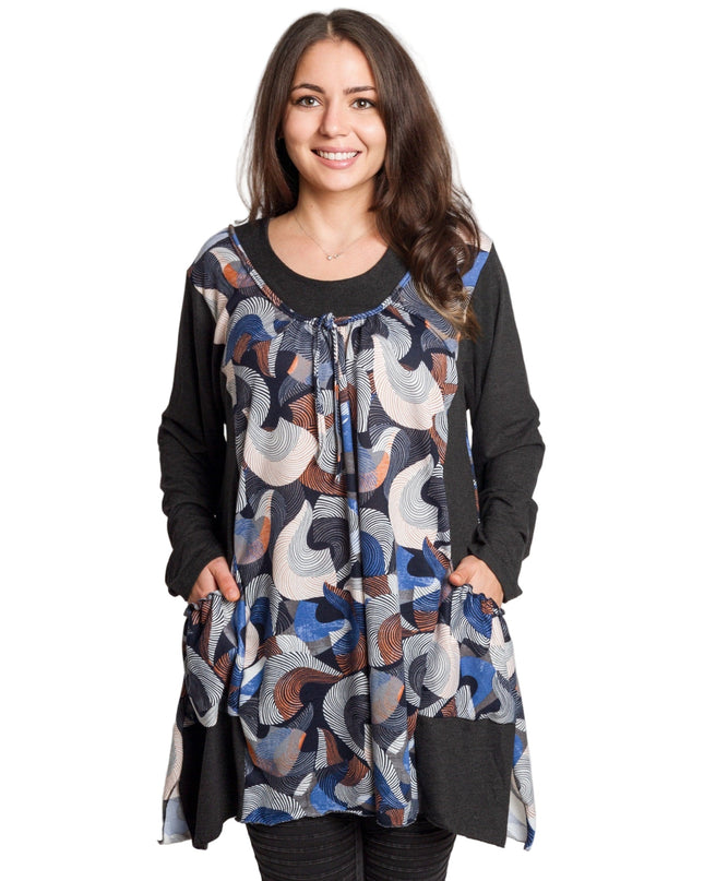 Τουνίκ με πολύχρωμο μοτίβο και τσέπες