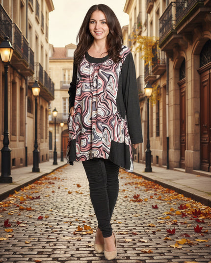 Τουνίκ με τσέπες και φαρδιά γραμμή