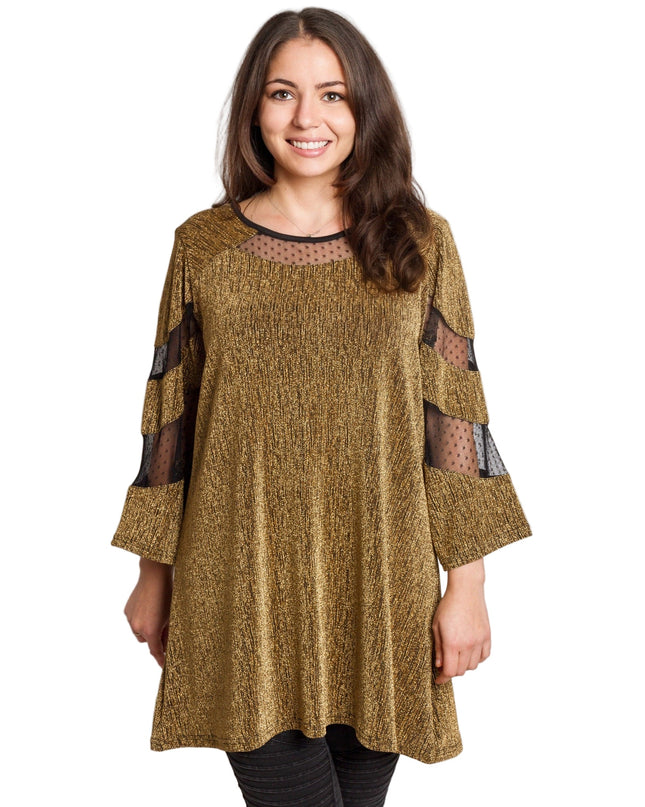 Γιορτινή χρυσή τουνίκ με τούλι σε μεγάλα μεγέθη