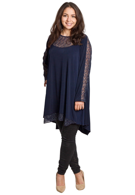 Κομψή μπλε τουνίκ με πουά plus size