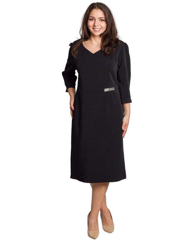 Επίσημο ίσιο φόρεμα σε μπλε με V ντεκολτέ