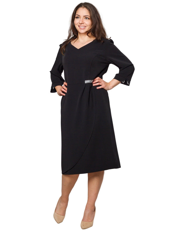 Επίσημο ίσιο φόρεμα σε μπλε με V ντεκολτέ