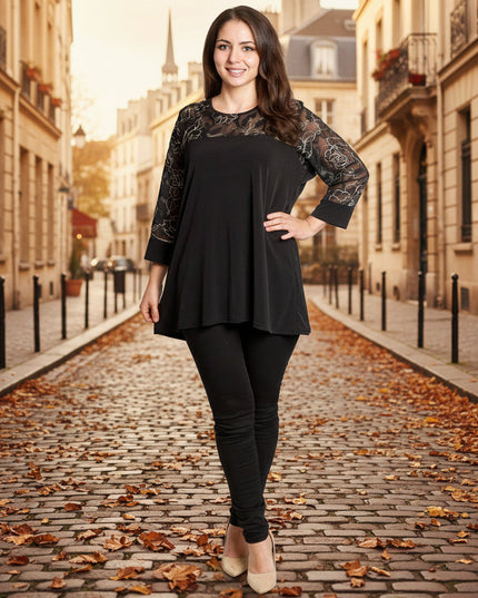 Μαύρη επίσημη τουνίκ με εντυπωσιακό κέντημα