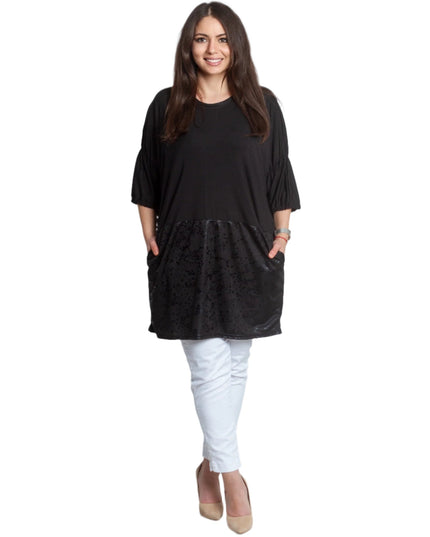 Κομψή Μαύρη Τουνίκ με  Κορδόνια