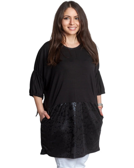 Κομψή Μαύρη Τουνίκ με  Κορδόνια