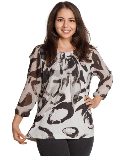 Επίσημη τουνίκ με σιφόν και πιέτες σε μαύρο-άσπρο