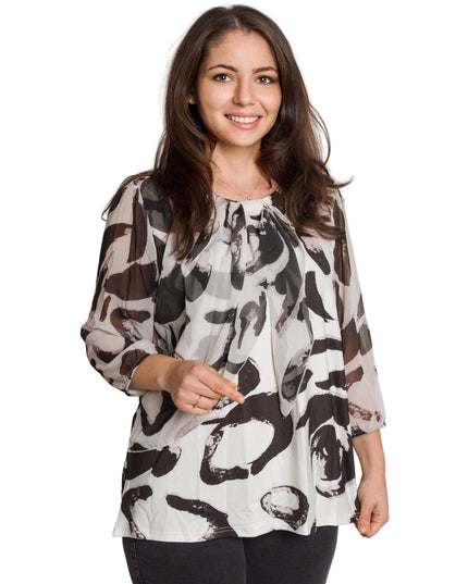 Επίσημη τουνίκ με σιφόν και πιέτες σε μαύρο-άσπρο