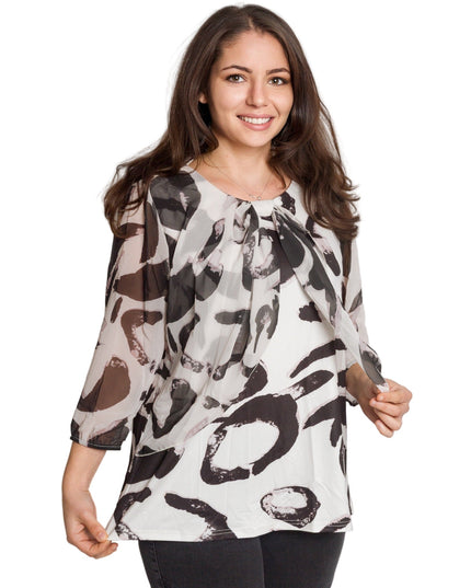 Επίσημη τουνίκ με σιφόν και πιέτες σε μαύρο-άσπρο