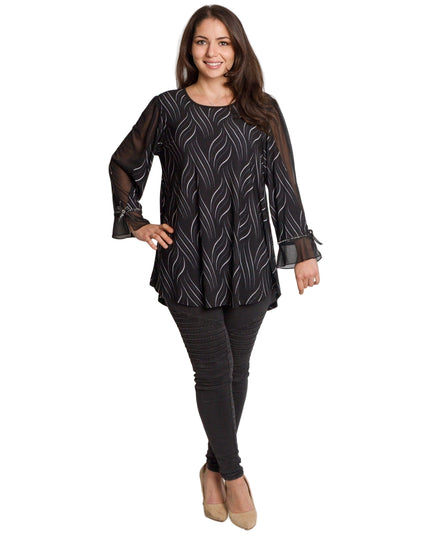 Επίσημη μαύρη τουνίκ με τούλινα μανίκια