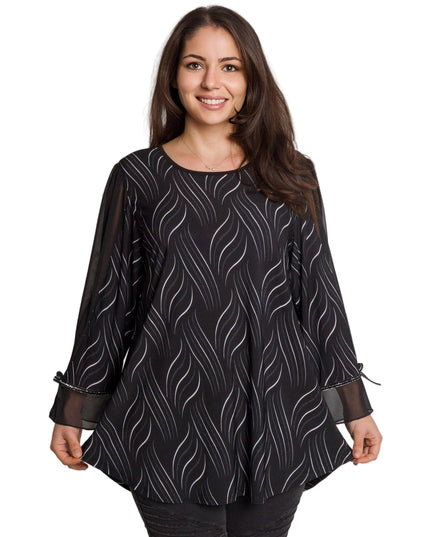 Επίσημη μαύρη τουνίκ με τούλινα μανίκια