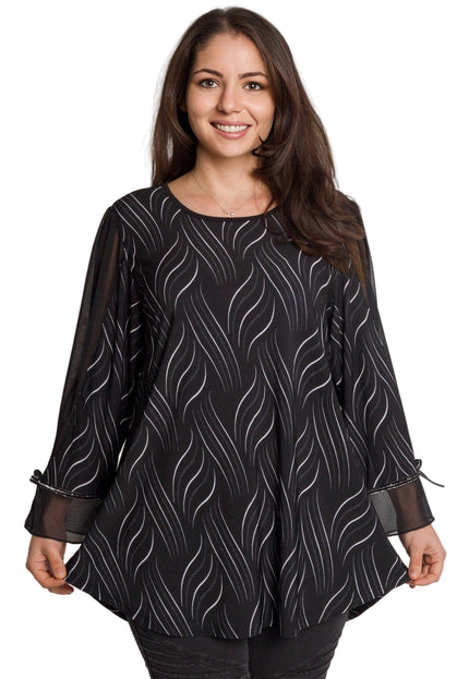 Επίσημη μαύρη τουνίκ με τούλινα μανίκια