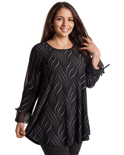 Επίσημη μαύρη τουνίκ με τούλινα μανίκια