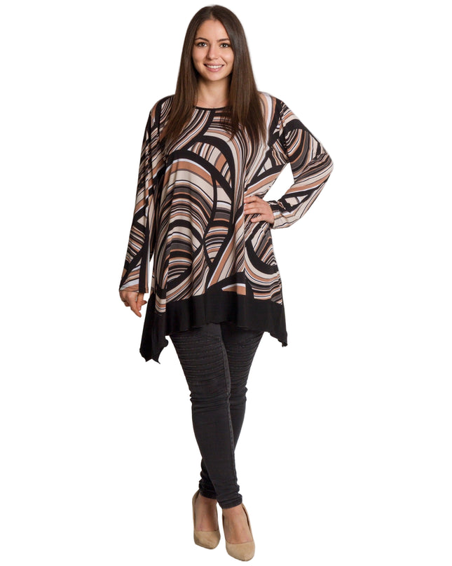 Μακριά φαρδιά πολύχρωμη τουνίκ σε μεγάλα μεγέθη