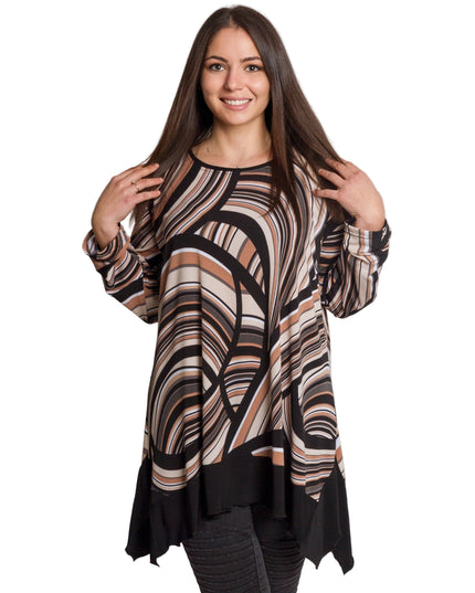 Μακριά φαρδιά πολύχρωμη τουνίκ σε μεγάλα μεγέθη