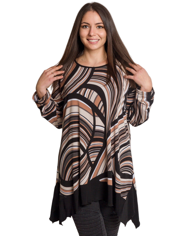 Μακριά φαρδιά πολύχρωμη τουνίκ σε μεγάλα μεγέθη