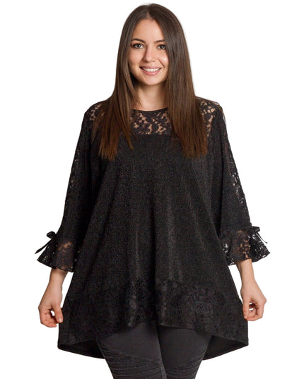 Εντυπωσιακή μαύρη τουνίκ με δαντέλα & άνετη γραμμή