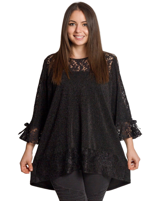 Εντυπωσιακή μαύρη τουνίκ με δαντέλα & άνετη γραμμή