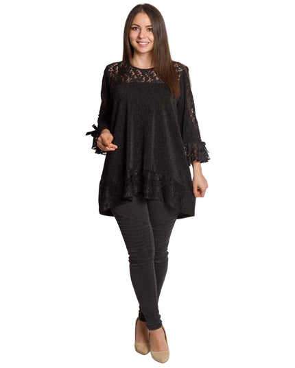 Εντυπωσιακή μαύρη τουνίκ με δαντέλα & άνετη γραμμή