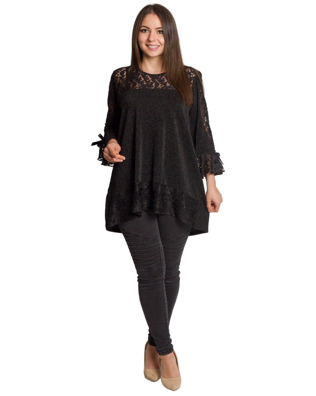 Εντυπωσιακή μαύρη τουνίκ με δαντέλα & άνετη γραμμή