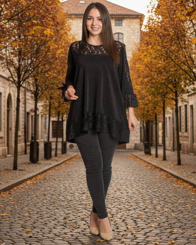 Εντυπωσιακή μαύρη τουνίκ με δαντέλα & άνετη γραμμή