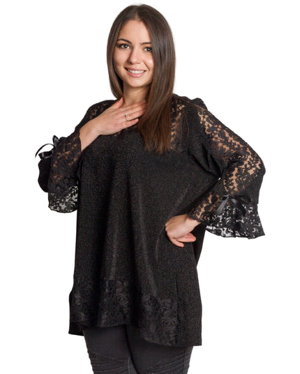 Εντυπωσιακή μαύρη τουνίκ με δαντέλα & άνετη γραμμή