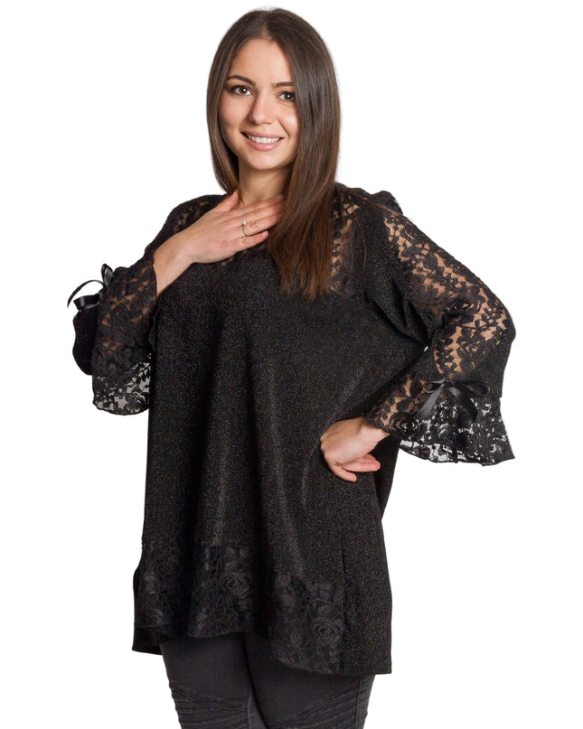 Εντυπωσιακή μαύρη τουνίκ με δαντέλα & άνετη γραμμή