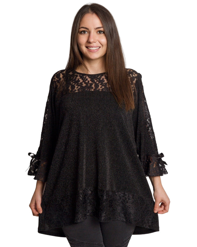 Εντυπωσιακή μαύρη τουνίκ με δαντέλα & άνετη γραμμή