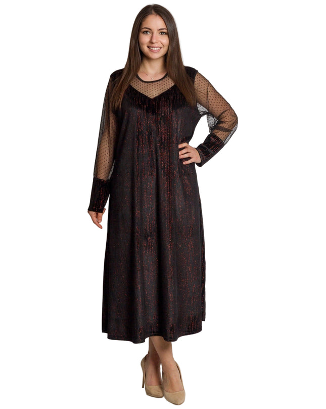 Επίσημο φόρεμα με κόκκινα λαμπερά στοιχεία