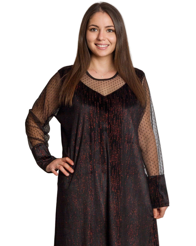 Επίσημο φόρεμα με κόκκινα λαμπερά στοιχεία