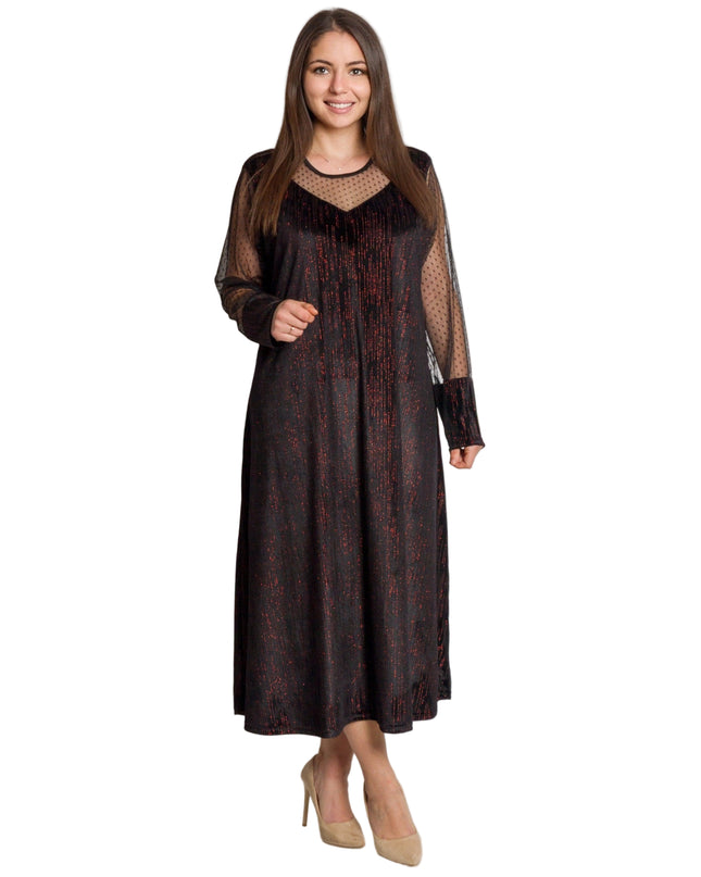 Επίσημο φόρεμα με κόκκινα λαμπερά στοιχεία