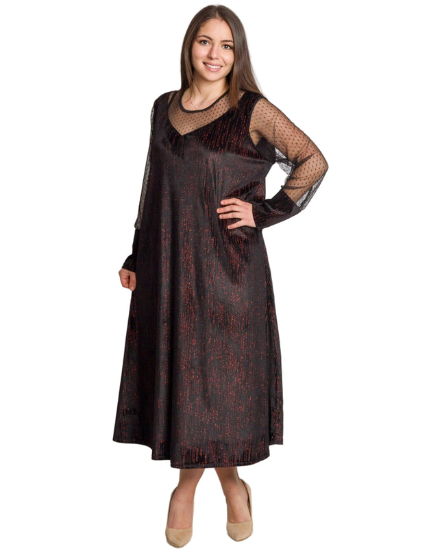 Επίσημο φόρεμα με κόκκινα λαμπερά στοιχεία