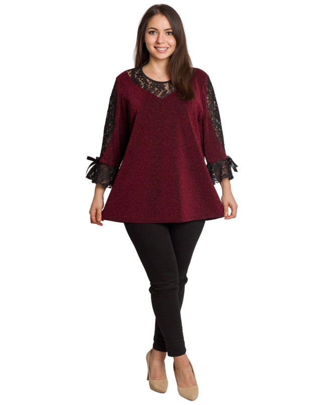 Επίσημη μπορντό τουνίκ με δαντελένια λεπτομέρεια