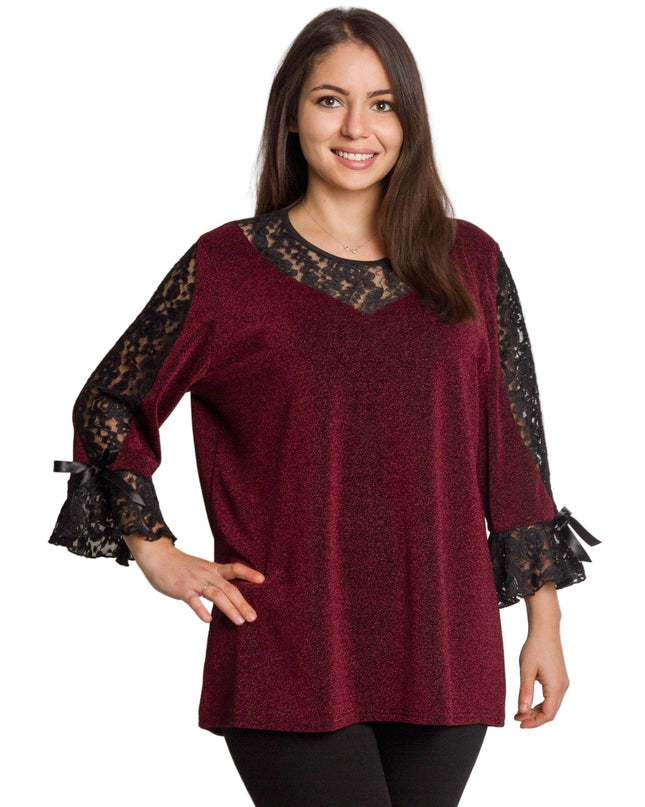 Επίσημη μπορντό τουνίκ με δαντελένια λεπτομέρεια