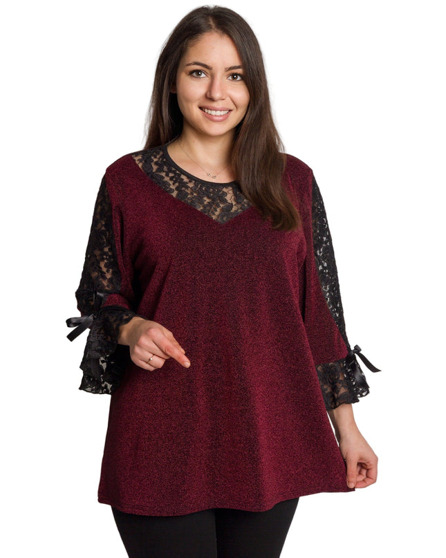 Επίσημη μπορντό τουνίκ με δαντελένια λεπτομέρεια