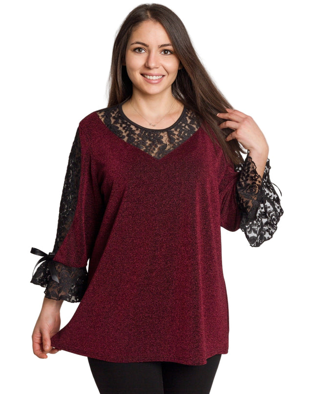 Επίσημη μπορντό τουνίκ με δαντελένια λεπτομέρεια