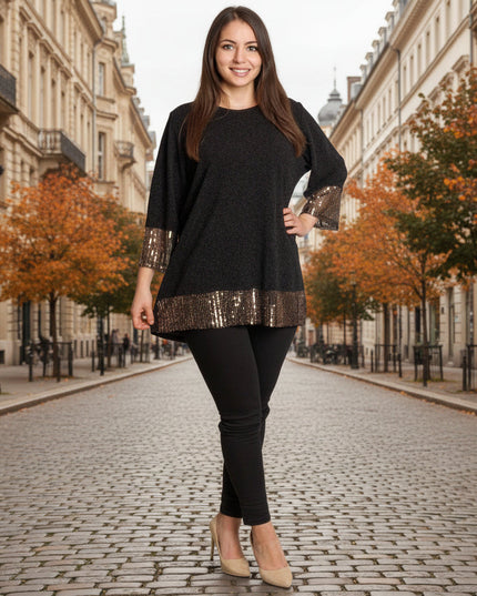 Επίσημη μαύρη τουνίκ με λαμπερές λεπτομέρειες