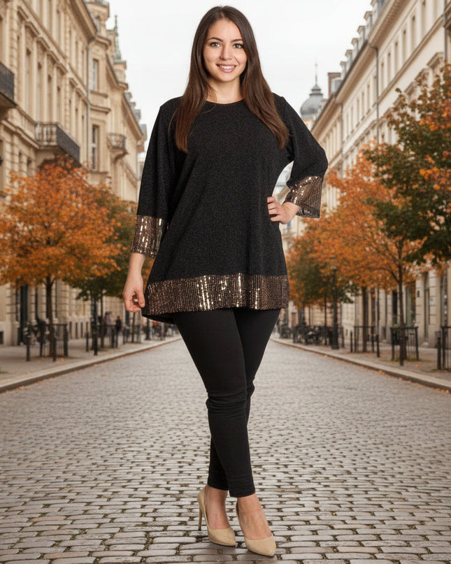 Επίσημη μαύρη τουνίκ με λαμπερές λεπτομέρειες