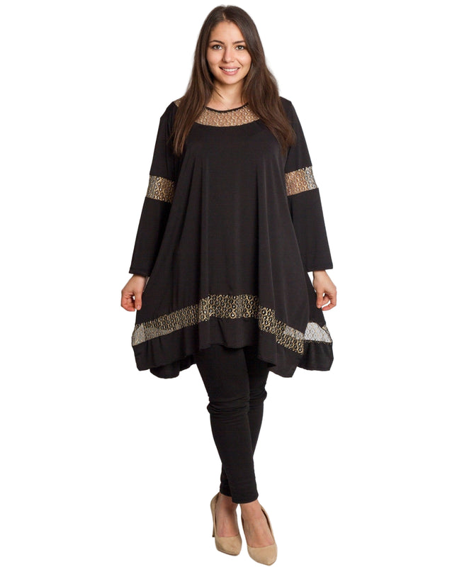 Μαύρη επίσημη τουνίκ με χρυσό διχτυωτό ντεκόρ