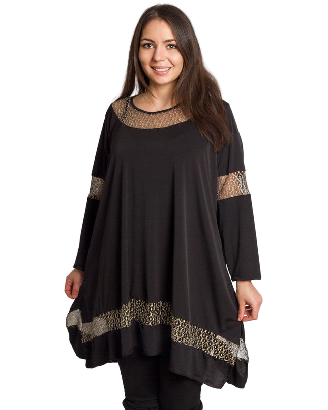 Μαύρη επίσημη τουνίκ με χρυσό διχτυωτό ντεκόρ