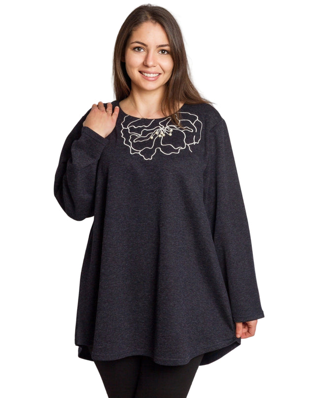 Σκούρα μπλε εβαζέ τουνίκ με διακόσμηση plus size