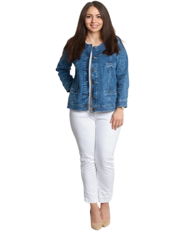 Τζιν Σακάκι με Κουμπιά Plus Size