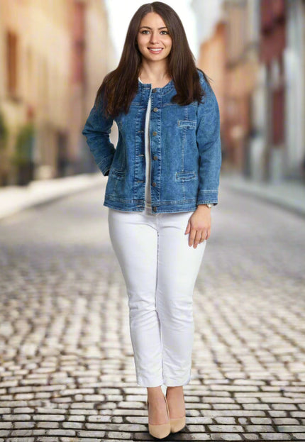 Τζιν Σακάκι με Κουμπιά Plus Size