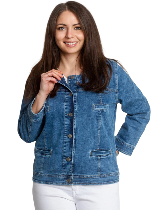 Τζιν Σακάκι με Κουμπιά Plus Size