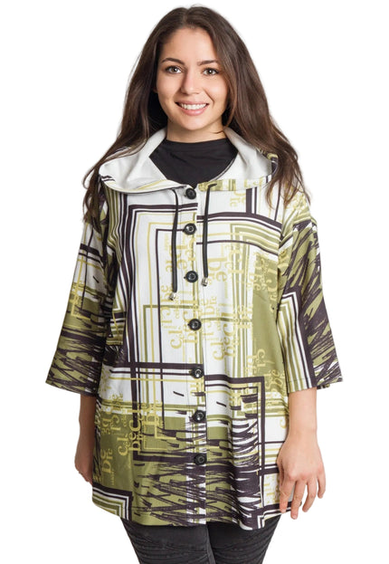 Ζακέτα με κουκούλα - 7/8 μανίκι - 3XL, 4XL, 5XL, 6XL - Όλες οι εποχές
