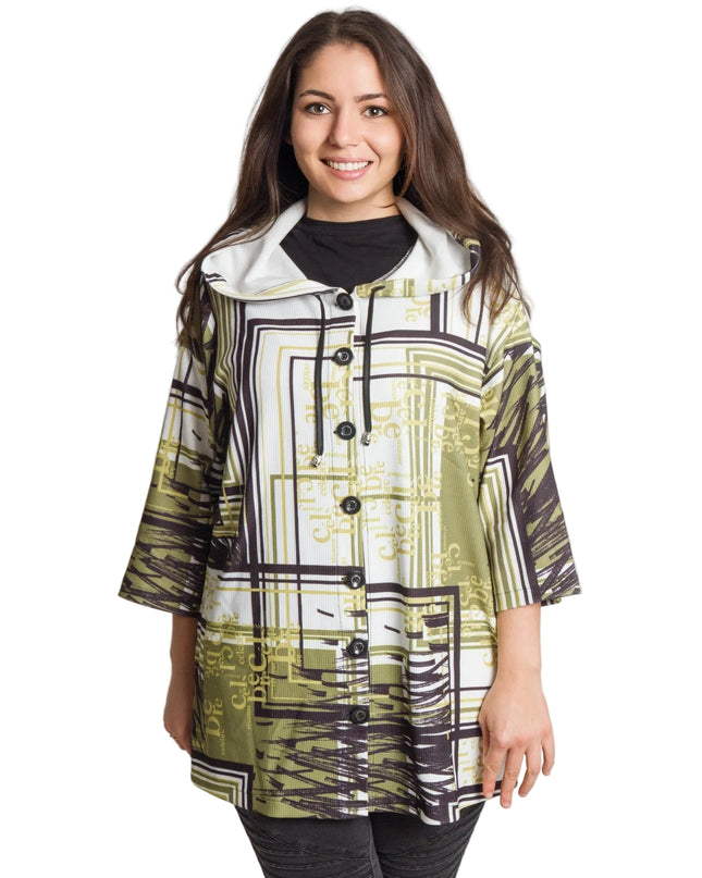 Ζακέτα με κουκούλα - 7/8 μανίκι - 3XL, 4XL, 5XL, 6XL - Όλες οι εποχές