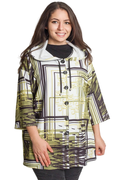 Ζακέτα με κουκούλα - 7/8 μανίκι - 3XL, 4XL, 5XL, 6XL - Όλες οι εποχές