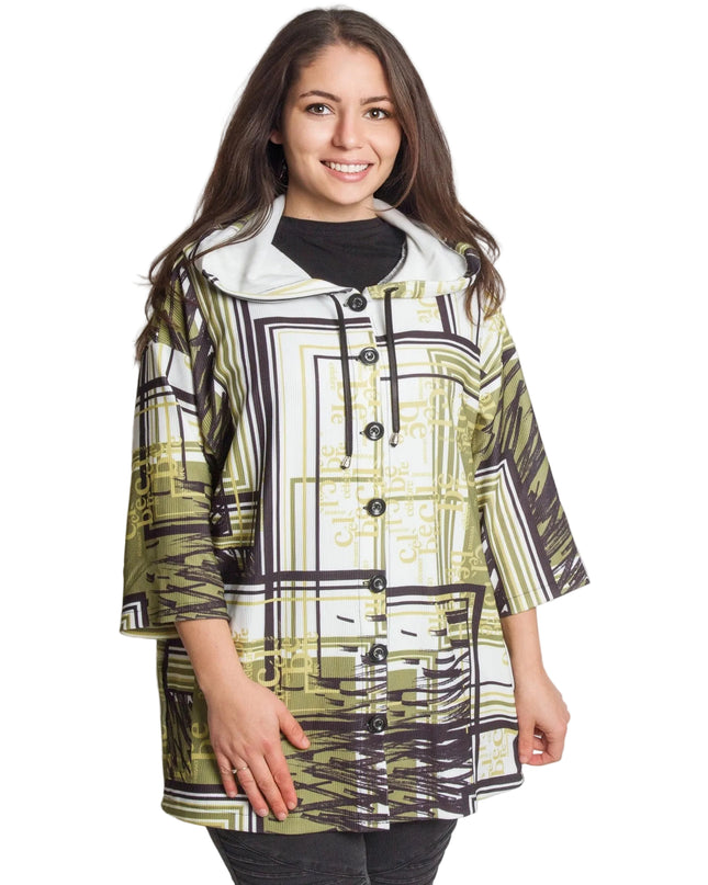 Ζακέτα με κουκούλα - 7/8 μανίκι - 3XL, 4XL, 5XL, 6XL - Όλες οι εποχές