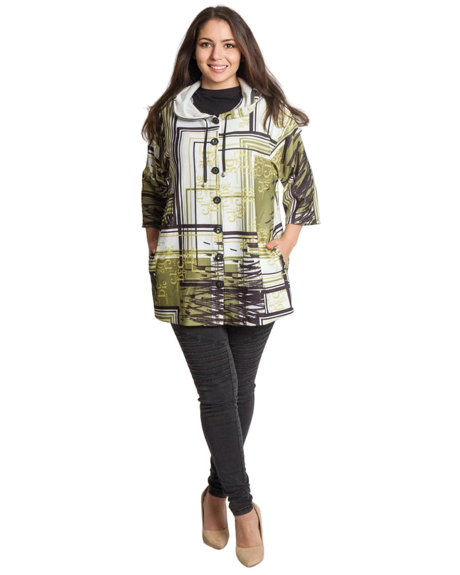Ζακέτα με κουκούλα - 7/8 μανίκι - 3XL, 4XL, 5XL, 6XL - Όλες οι εποχές
